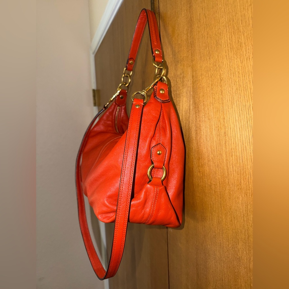 Coach Ashley Leather Convertible Hobo in Orange, Gold Hardware, F19761 - Picture 8 of 16